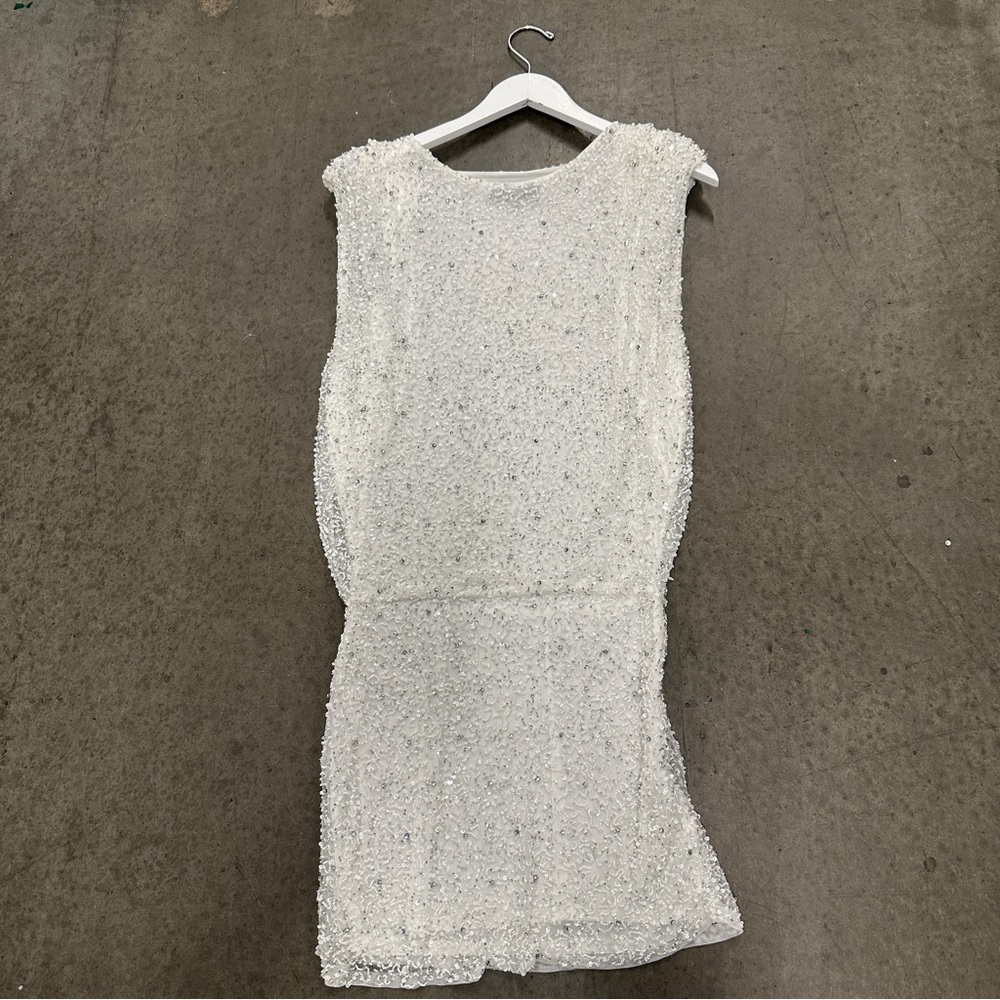 Retrofete Carnegie Sequin Dress in Crystal White Size Medium - Picture 2 of 3